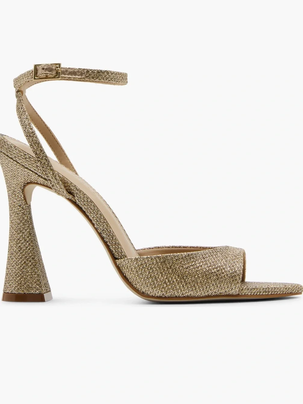 Steve Madden 4.5” Pointy Toe Metallic Gold Ankle-Strap High Heel Sandals NWB